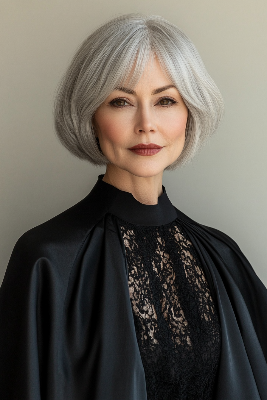 21. Classic Pageboy in dunkelgrau (kurze gerade Frisuren für ältere Frauen) - kurze gerade Frisuren für ältere Frauen