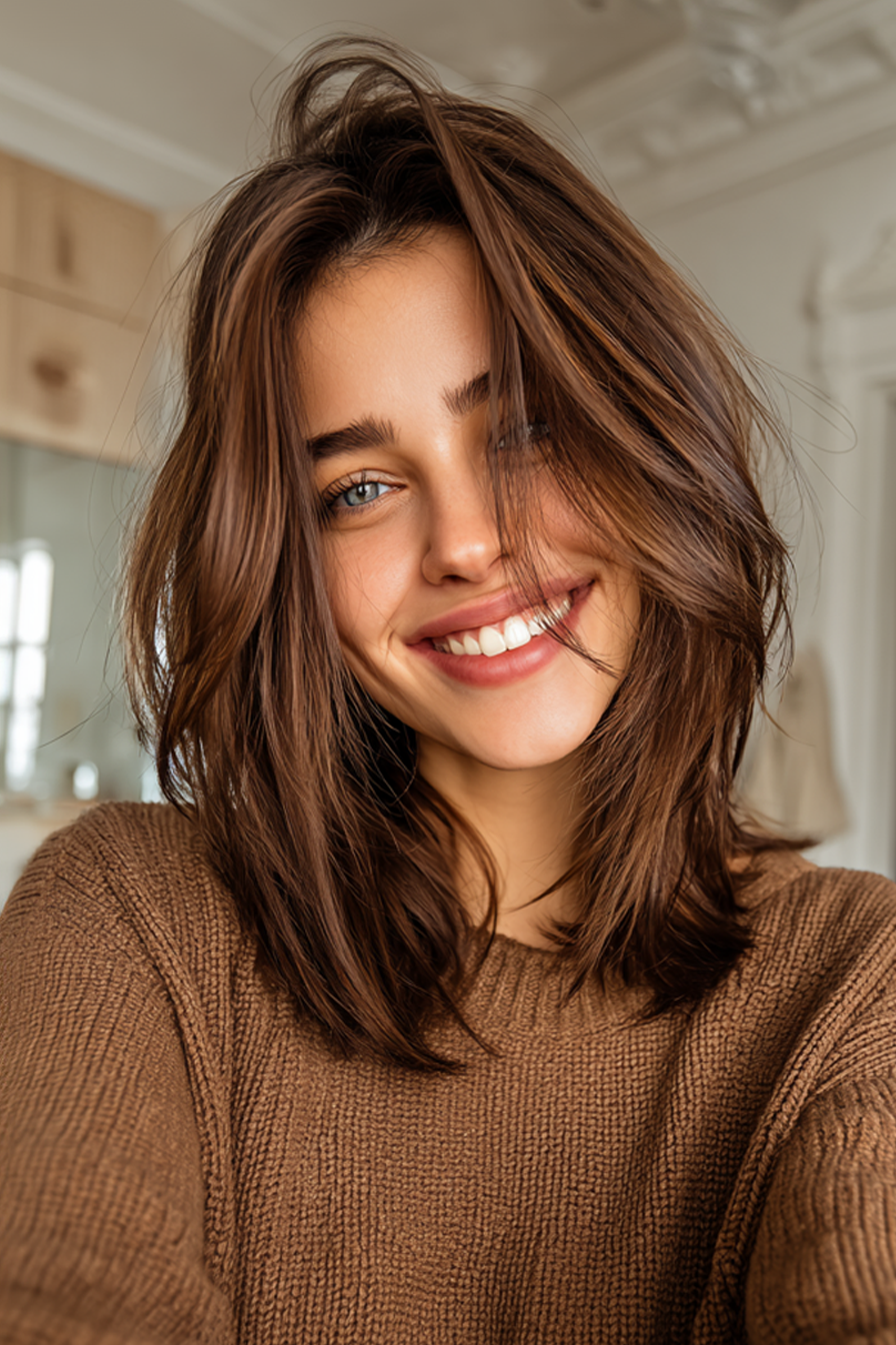 21. Glänzend Toffee Layered Lob (alte Geldhaarschnitte) - Alte Geldhaarschnitte