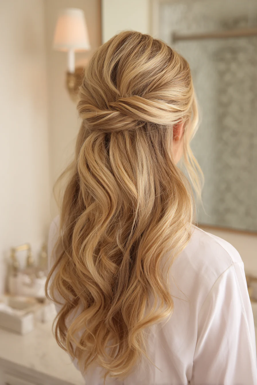 21. Half-Up-Knoten in Butterblond (Brautjungfernfrisuren) – Brautjungfernfrisuren