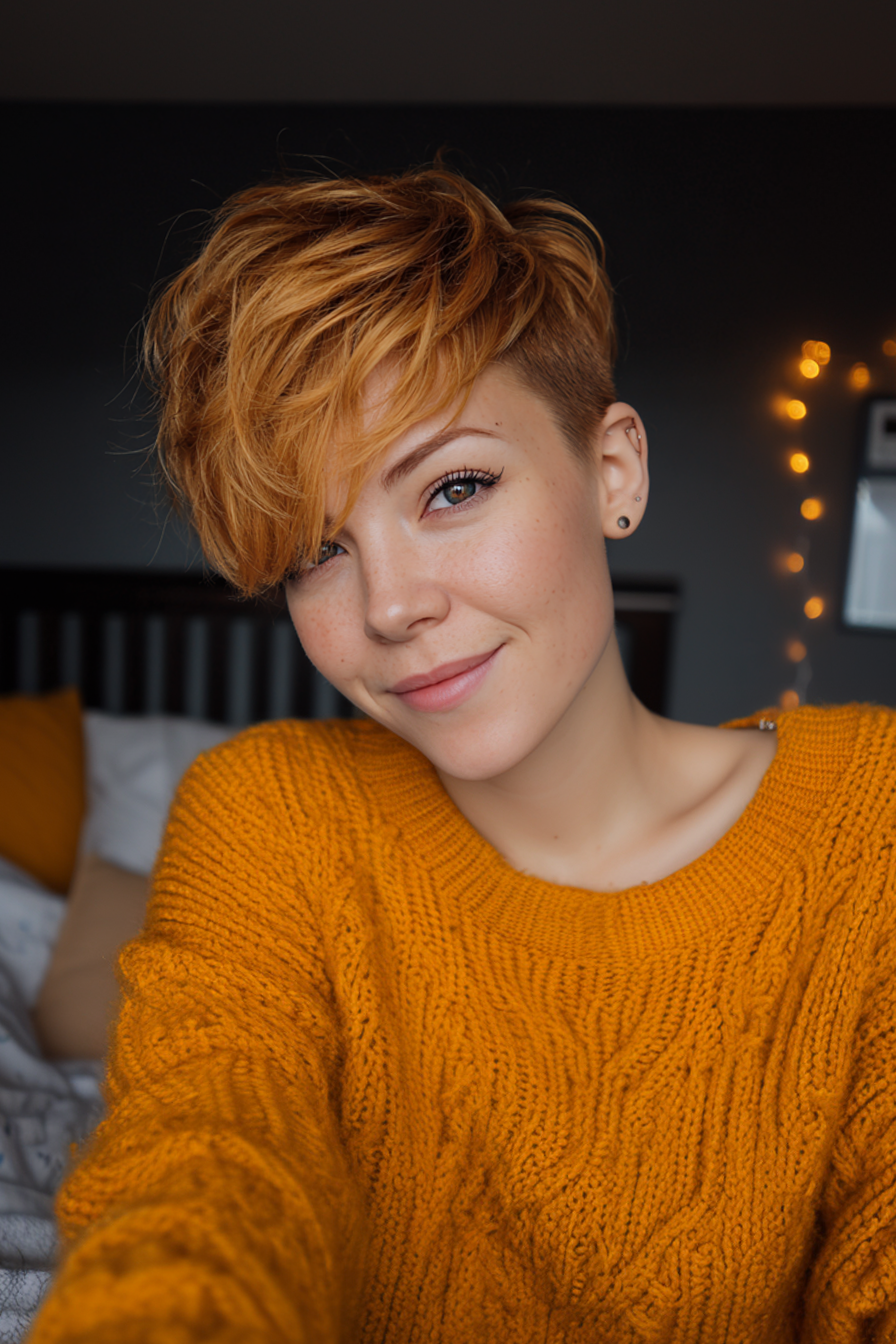 21. Long -Top -Pixie in goldener Kupfer (Pixie Frisuren) - Pixie -Frisuren