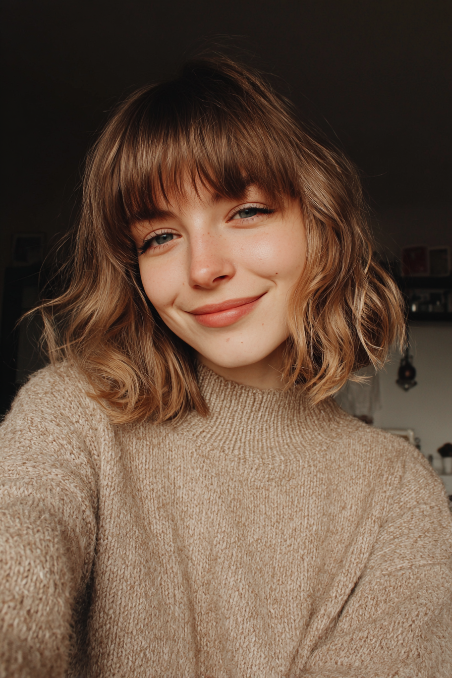 21. Low -Wartungs -Pony mit Zimtschmelze (einfache Frisuren) - einfache Frisuren