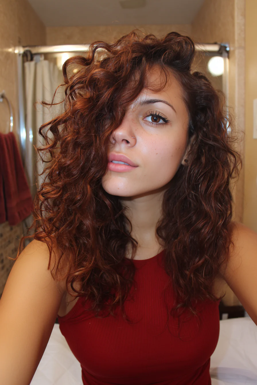 21. Voluminöse Mahagoni-Locken (Boho-Frisuren) – Boho-Frisuren