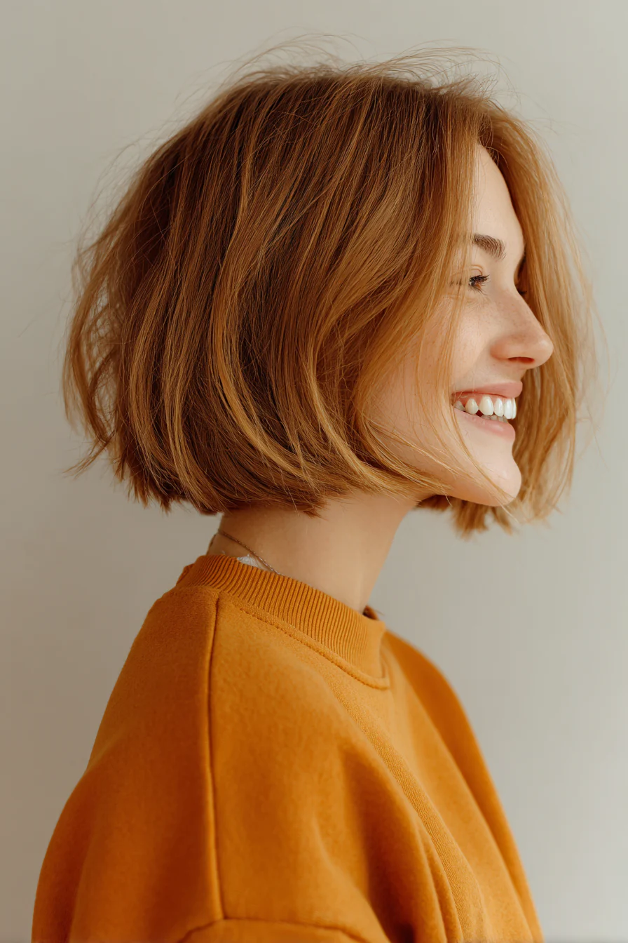 21. Abgerundeter Bob mit cremigen Karamelltönen (Haarschnitte für dünnes Haar) – Haarschnitte für dünnes Haar