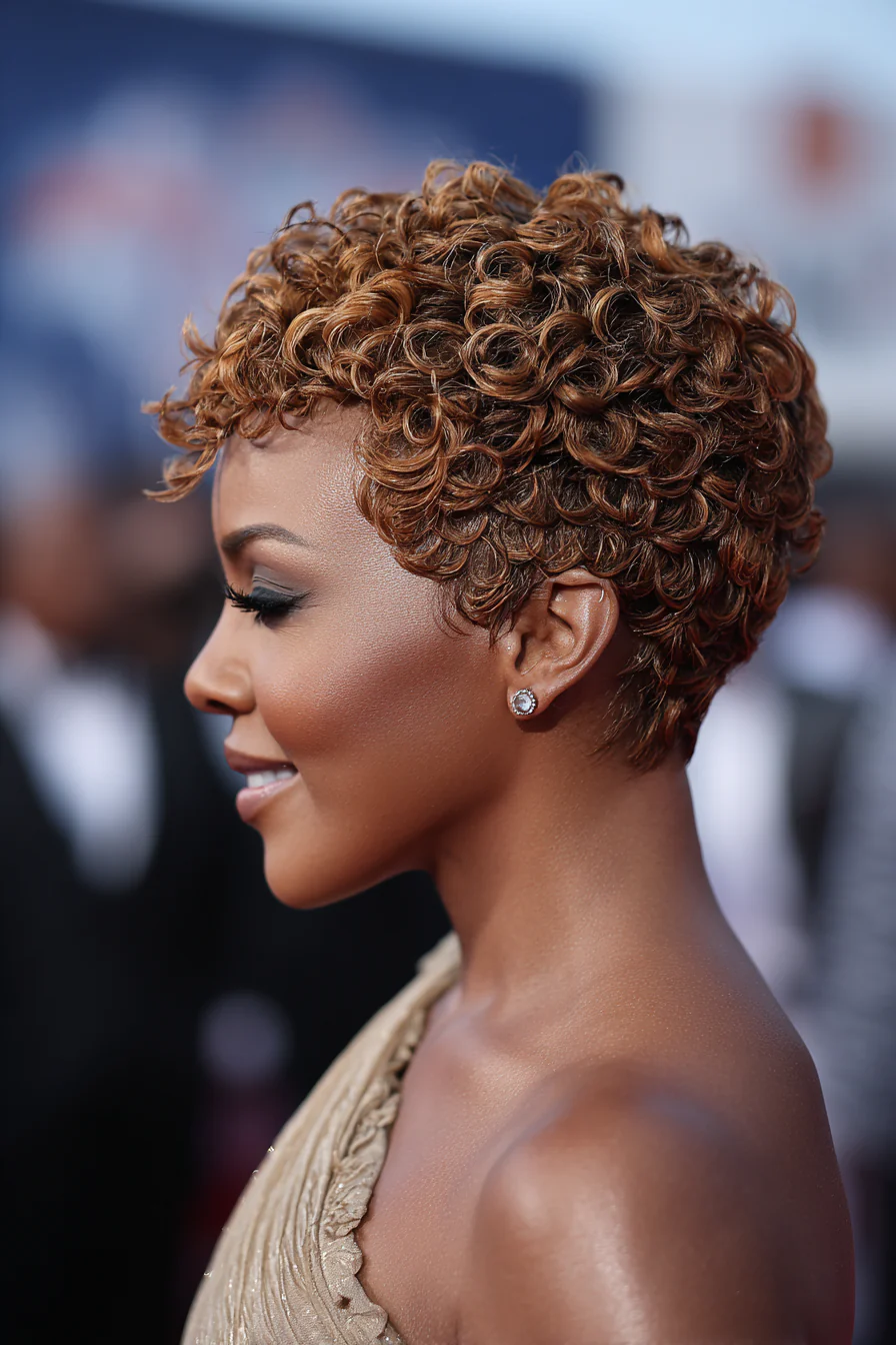 21. Geformter Spiralschnitt in Honigbraun (kurze Frisuren für schwarze Frauen) – Kurze Frisuren für schwarze Frauen