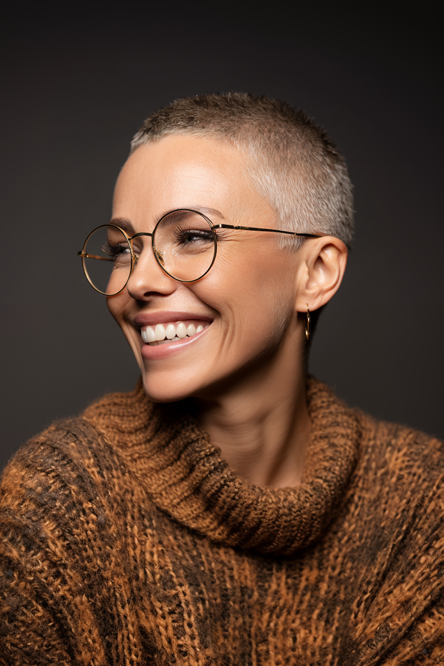 21. Rauchige Bronze summte Ernte (kurze Frisuren für Frauen über 50 mit Brillen) - kurze Frisuren für Frauen über 50 mit Brillen