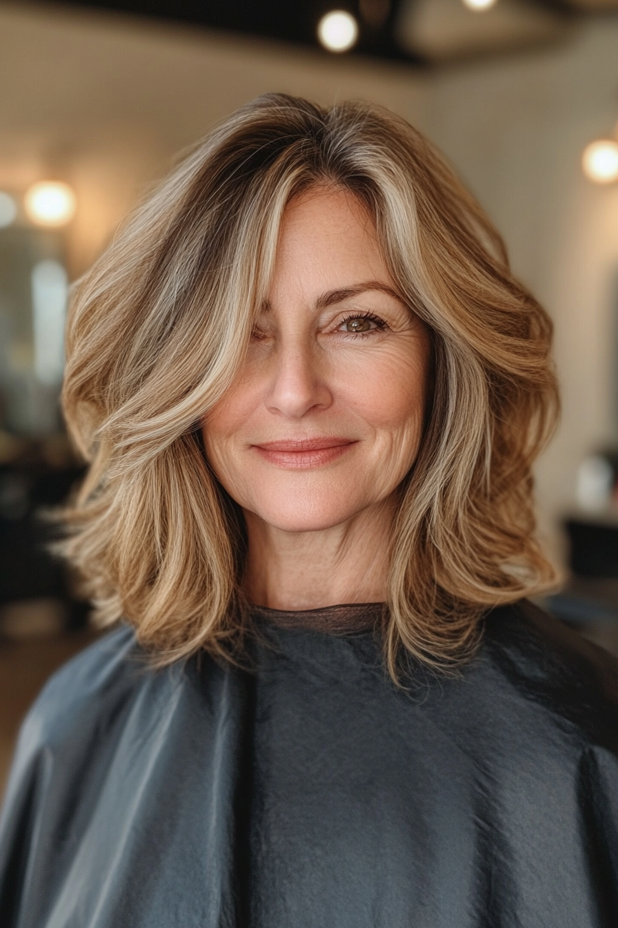 21. Voluminous Lob in goldbraun (kühle Haarschnitte für Frauen über 50) - Kühle Haarschnitte für Frauen über 50