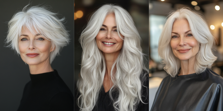 22 Muss Frisuren für Frauen über 60 mit weißen Haaren