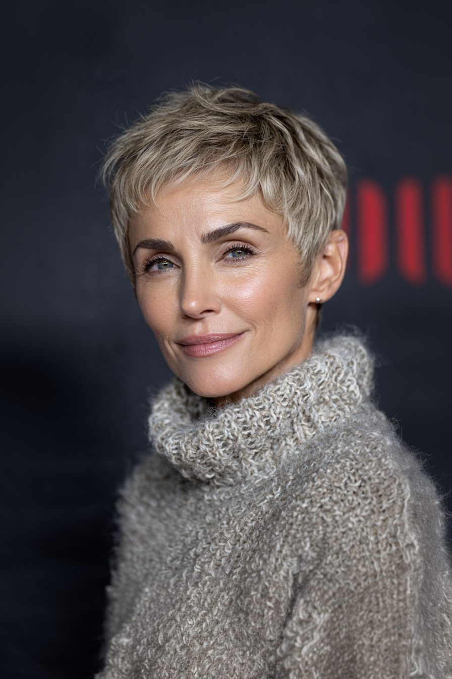 22. Beige Blonde Cropped Pixie (kurze Pixie -Frisuren für ältere Frauen) - kurze Pixie -Frisuren für ältere Frauen