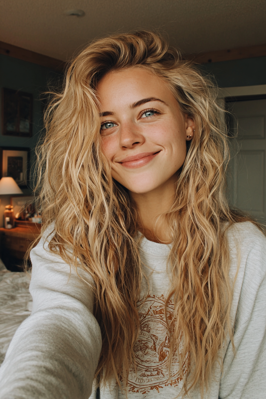 22. Karamellblonder Federschnitt (Unordentliche blonde Frisuren) – Unordentliche blonde Frisuren