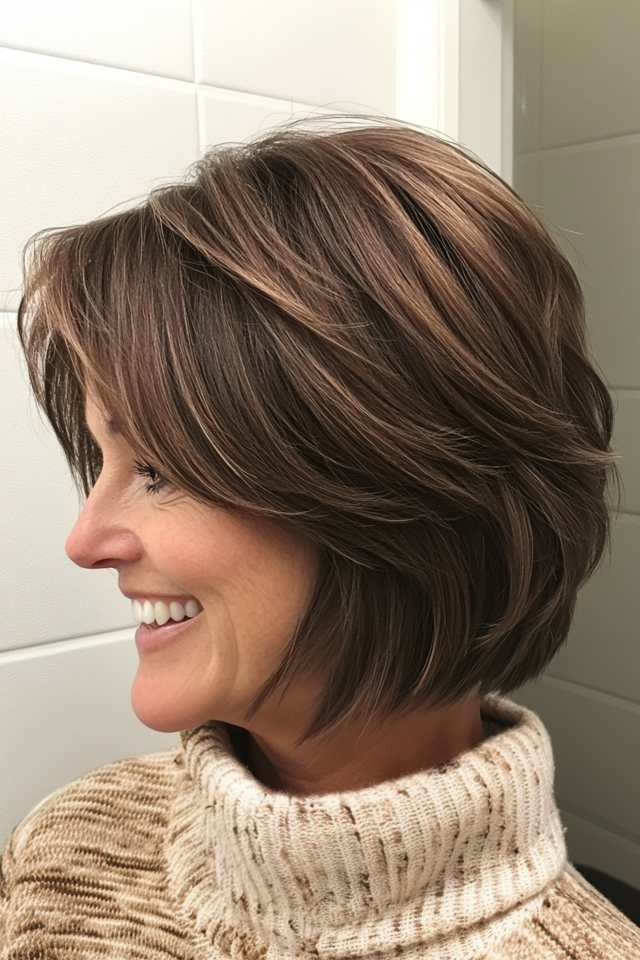 22. Kakao abgehackt Bob (lustige kurze Haarschnitte für Frauen über 50) - lustige kurze Haarschnitte für Frauen über 50