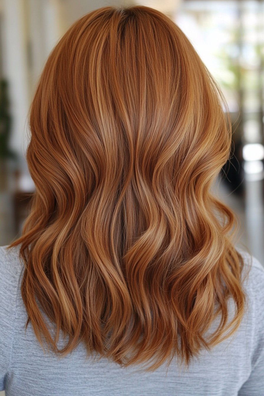 22. geschichtete abgehackte Lob mit weichen Wellen in Karamellbraun (abgehackte Haarschnitte) - abgehackte Haarschnitte