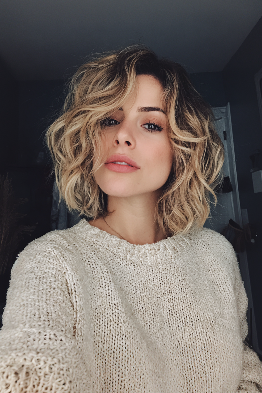 22. Messy Wave Bob mit sandblonde (kinnlange Frisuren) - Frisuren der Kinnlänge