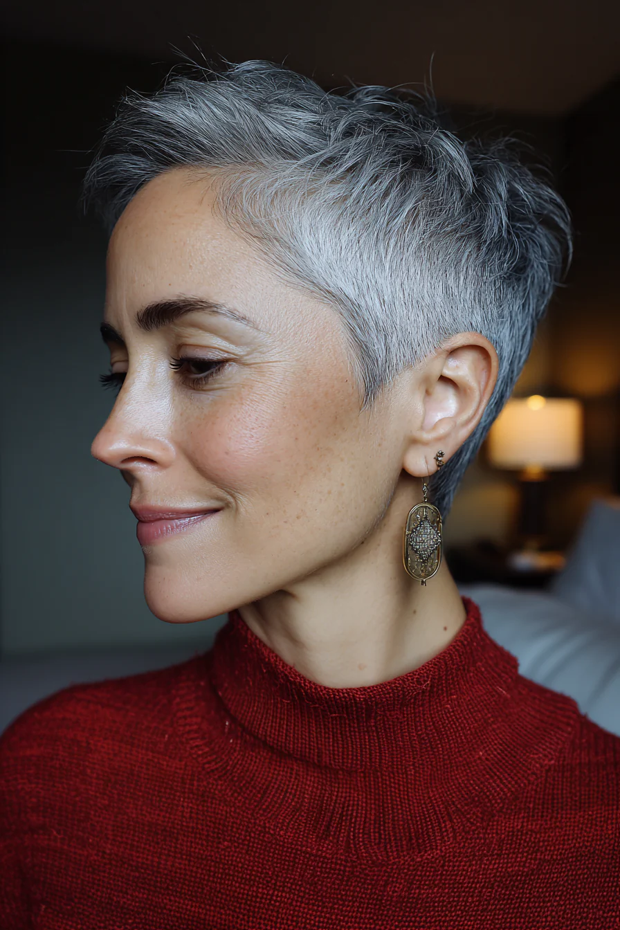 22. Natural Silver Tapered Pixie Cut (Kurze Pixie-Frisuren) – Kurze Pixie-Frisuren