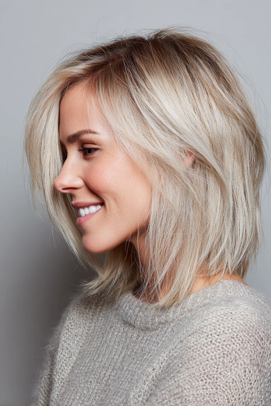22. Rasiermessergeschnittener Lob in Aschblond (lange Bob-Frisuren) – Lange Bob-Frisuren