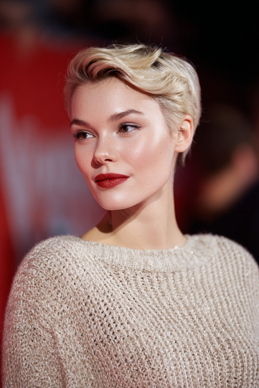 22. Retro -Pixie mit Champagnerblonde Glanz (Pixie Frisuren) - Pixie -Frisuren