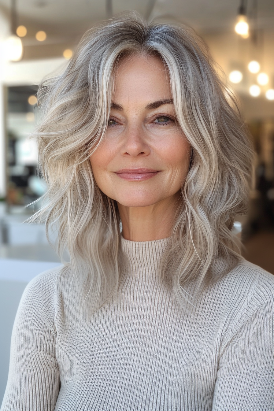 22. Shaggy Bob mit Beige Blonde Misch