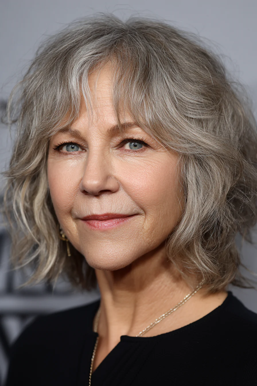 22. Kurzer gewellter Shag – Helles Aschbraun (kurze Frisuren für ältere Frauen mit dickem Haar) – Kurze Frisuren für ältere Frauen mit dickem Haar