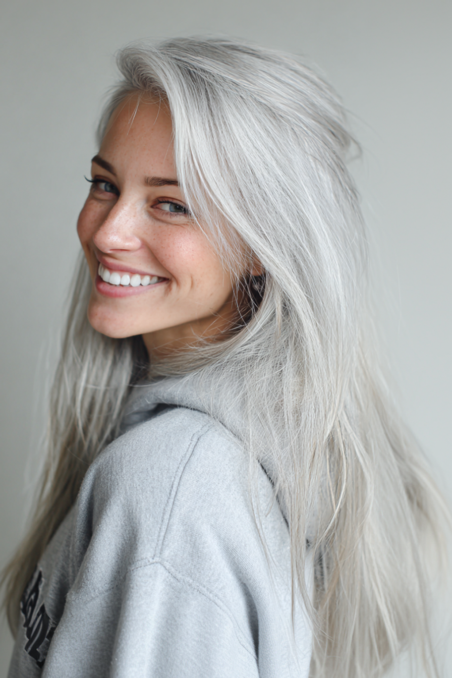 22. Silber Asche Long Cut (alte Geldhaarschnitte) - Alte Geldhaarschnitte