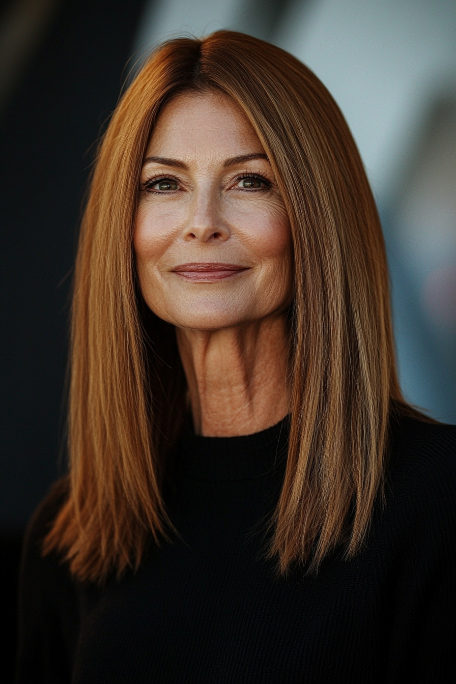 22. sich verjüngter schulterlanger geschnitten in mittlerer Kupferbraun (Haarschnittideen für Frauen über 50) - Haarschnittideen für Frauen über 50