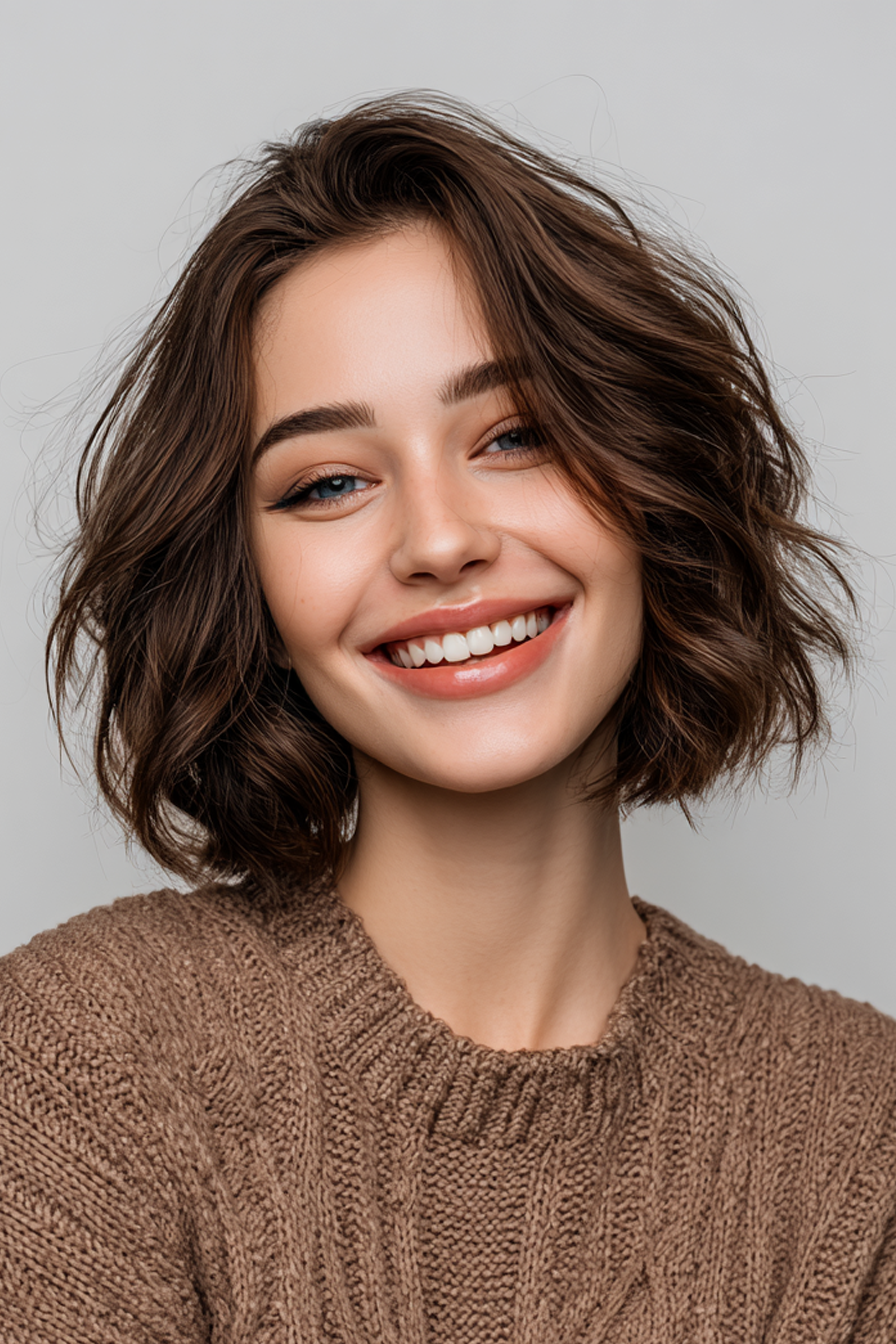 22. Wavy Mocha Bob (kurze Bob -Haarschnitte) - kurze Bob -Haarschnitte