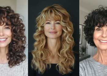 23 atemberaubende lockige Frisuren für Frauen über 50 mit Pony