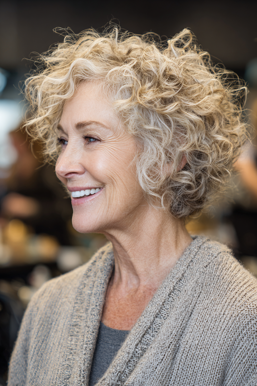 23. Aschblonder lockiger Shag (kurze Shag-Frisuren für Frauen über 60) – Kurze Shag-Frisuren für Frauen über 60