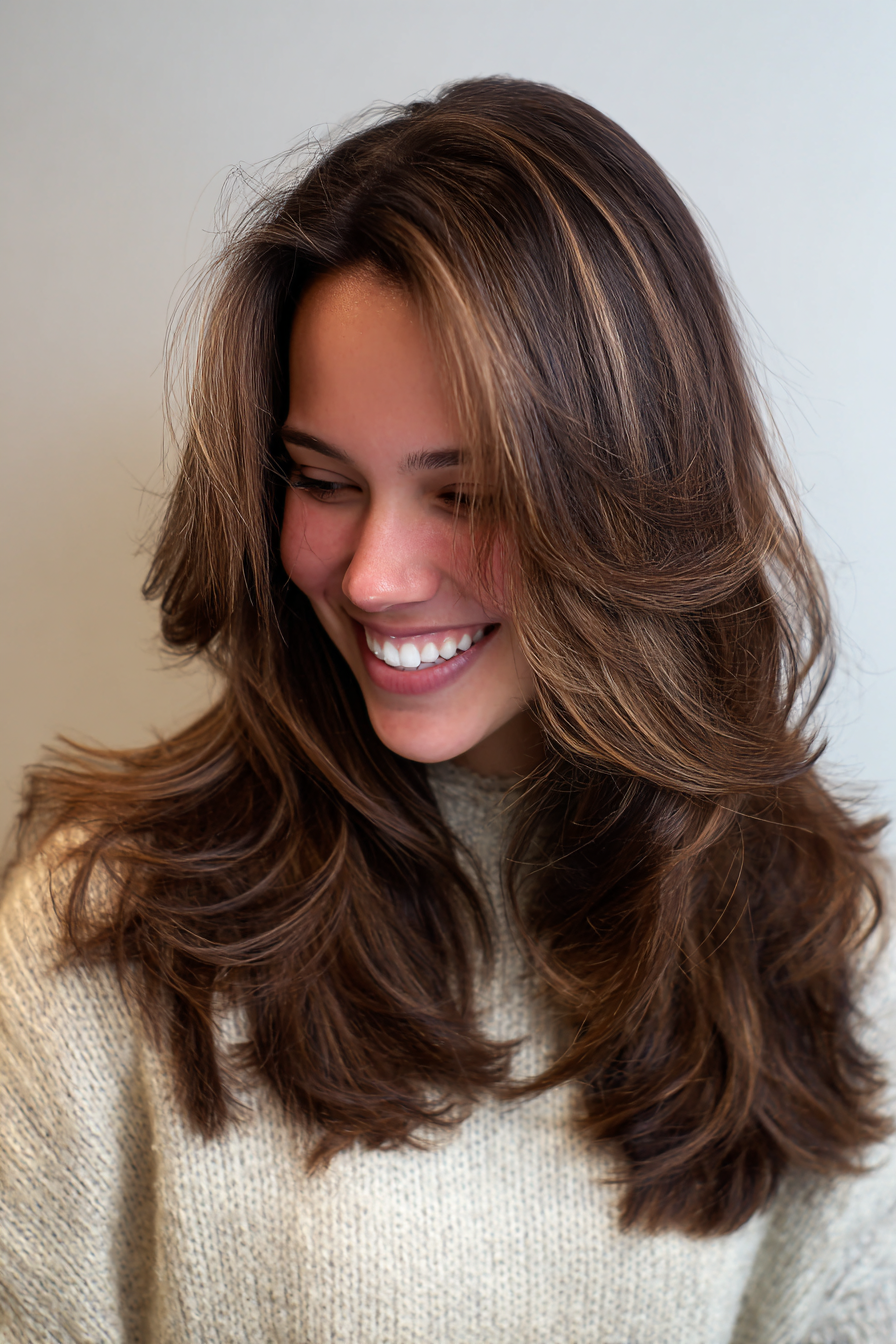 23. Champagnerbrunette mittelgroße Schichten (alte Geldhaarschnitte) - Alte Geldhaarschnitte