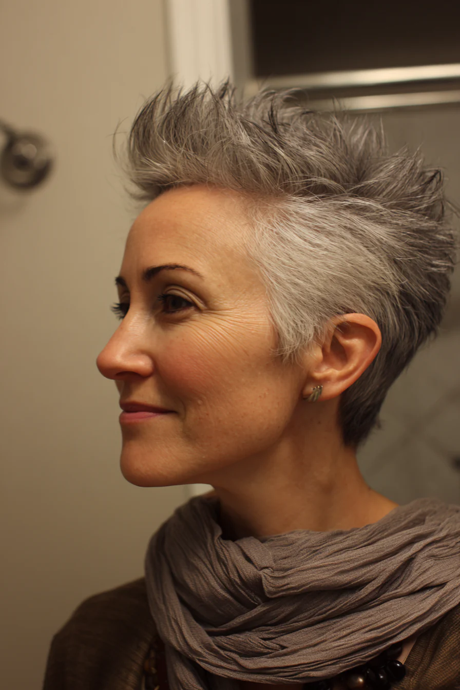 23. Anthrazitgraue geformte Spitzen (Stachelige Haarschnitte für Frauen über 50) – Stachelige Haarschnitte für Frauen über 50