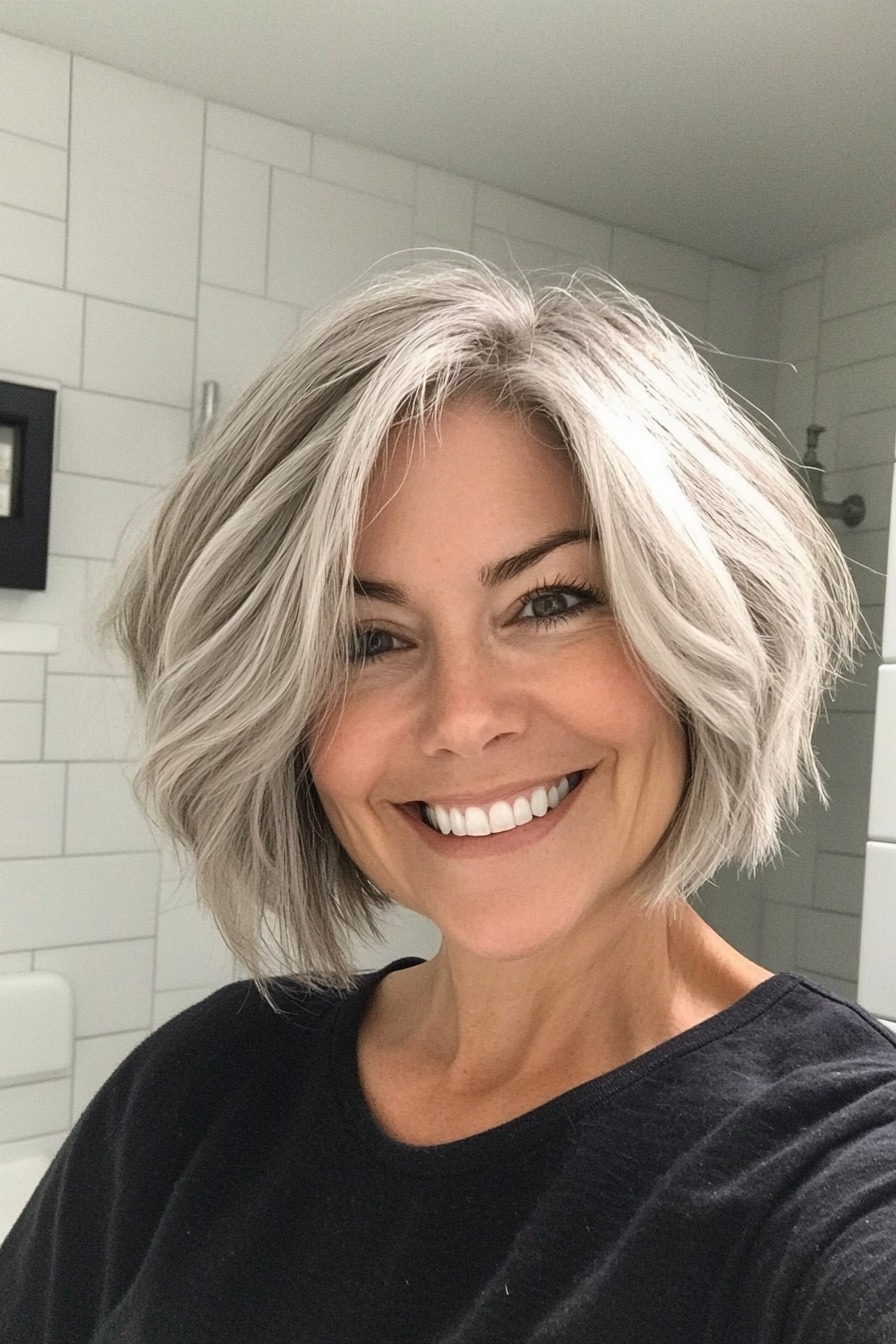 23. abgehackte Bob in dunkler Ascheblond (kurze Haarschnitte für ältere Frauen mit dickem Haar) - kurze Haarschnitte für ältere Frauen mit dickem Haar