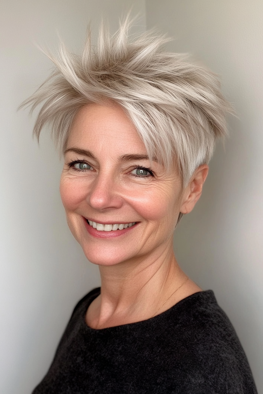 23. Abgehörige Platinblonde Spiky Cut (kurze, stachelige Frisuren für ältere Frauen) - kurze, stachelige Frisuren für ältere Frauen