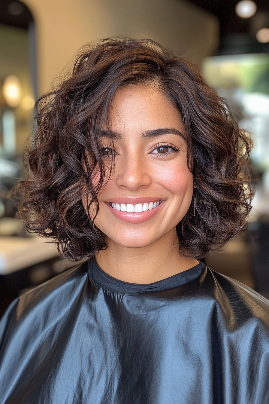 23. Curly Bob in reichhaltiger Kaffee Brown (Bob Haarschnitte für Frauen) - Bob -Haarschnitte für Frauen