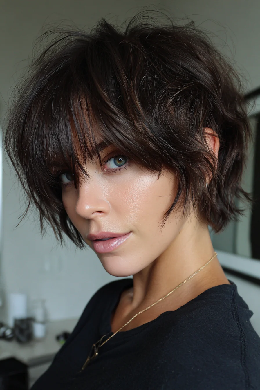 23. Espresso Short Choppy Cut mit Fransen (Stufenfrisuren für dünnes Haar) – Stufenfrisuren für dünnes Haar