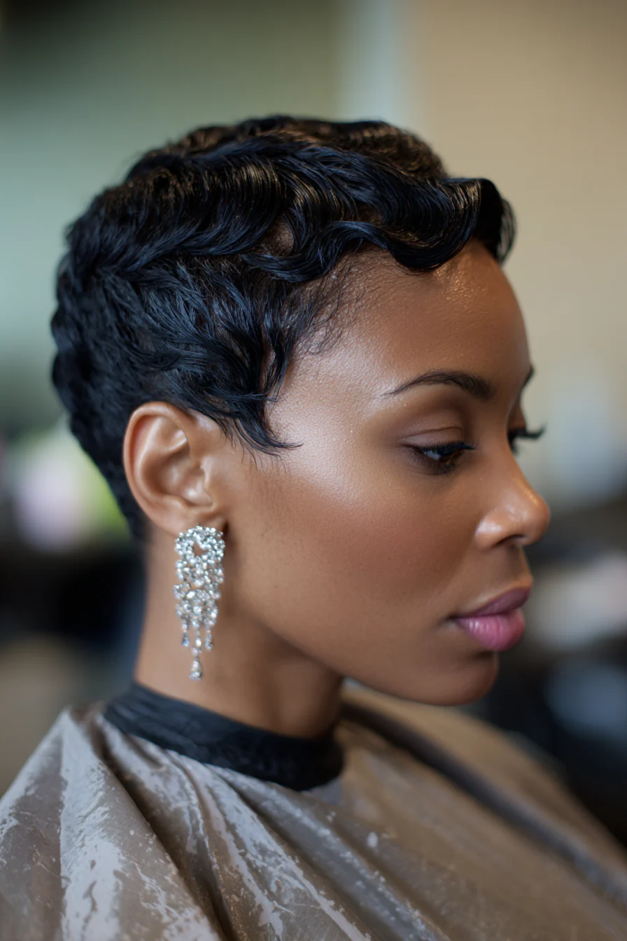 23. Fingerwellen-Crop in natürlichem Tiefschwarz (kurze Frisuren für schwarze Frauen) – Kurze Frisuren für schwarze Frauen