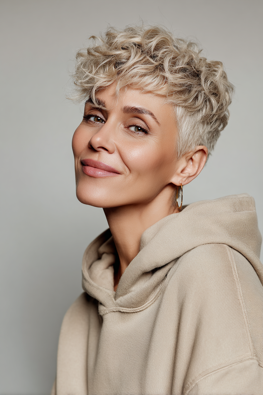 23. Honig Beige geformte Pixie (wellige Frisuren für ältere Frauen) - Wellenfrisuren für ältere Frauen