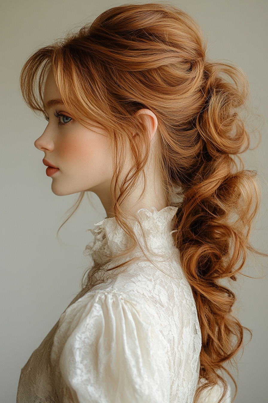 23. Layered Curly Pferdeschwanz in Honigbraun (Pferdeschwanzfrisuren Frauen über 40) - Pferdeschwanzfrisuren Frauen über 40