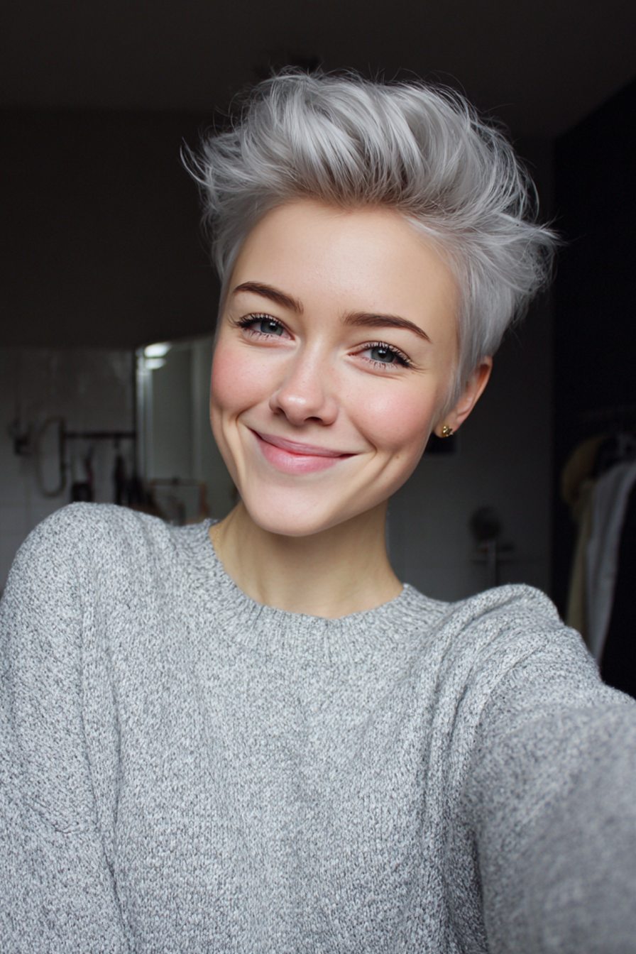 23. Pixie Quiff in Ashy Silver (Pixie Frisuren) - Pixie Frisuren
