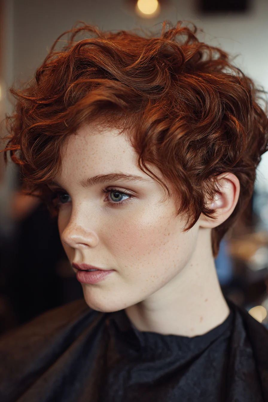 23. Rust Brown Choppy Curl Pixie (kurze Lockenfrisuren) – Kurze Lockenfrisuren