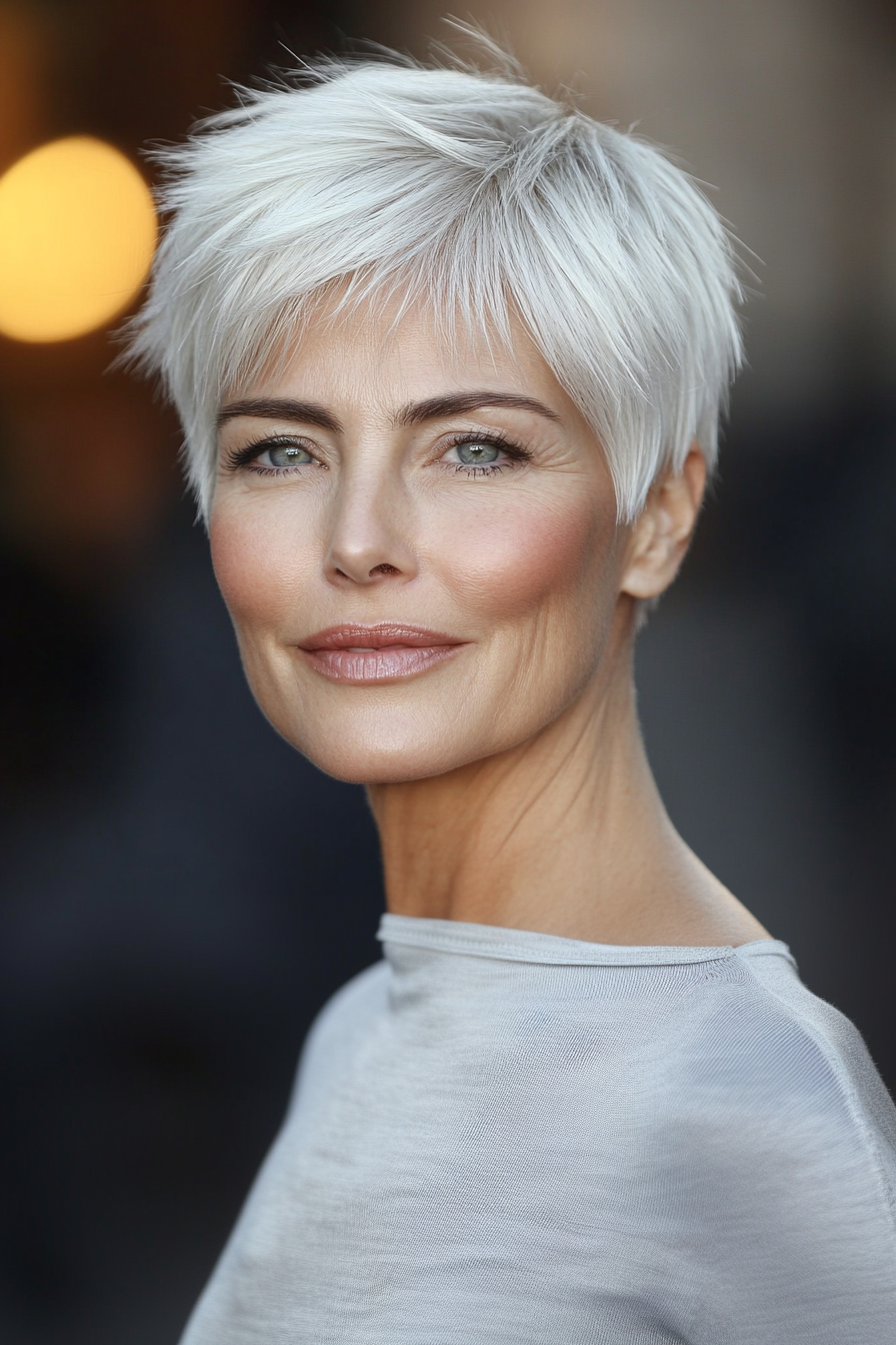 23. kurze Ernte mit Perlenweiß -Finish (super kurze Haarschnitte für ältere Frauen) - Super kurze Haarschnitte für ältere Frauen