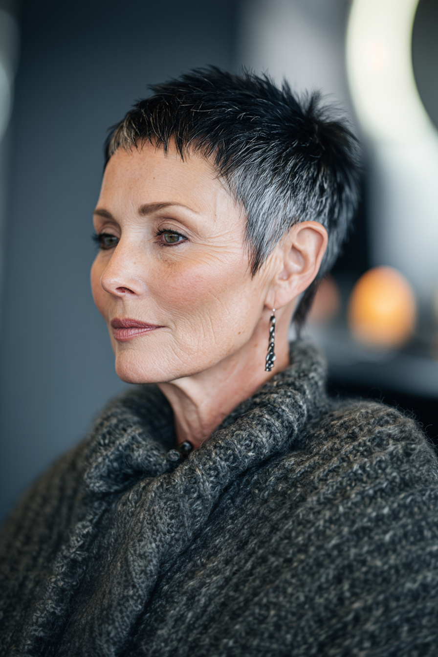 23. kurze Rasiererd in Jet Black (kantige Haarschnitte für ältere Frauen) - kantige Haarschnitte für ältere Frauen