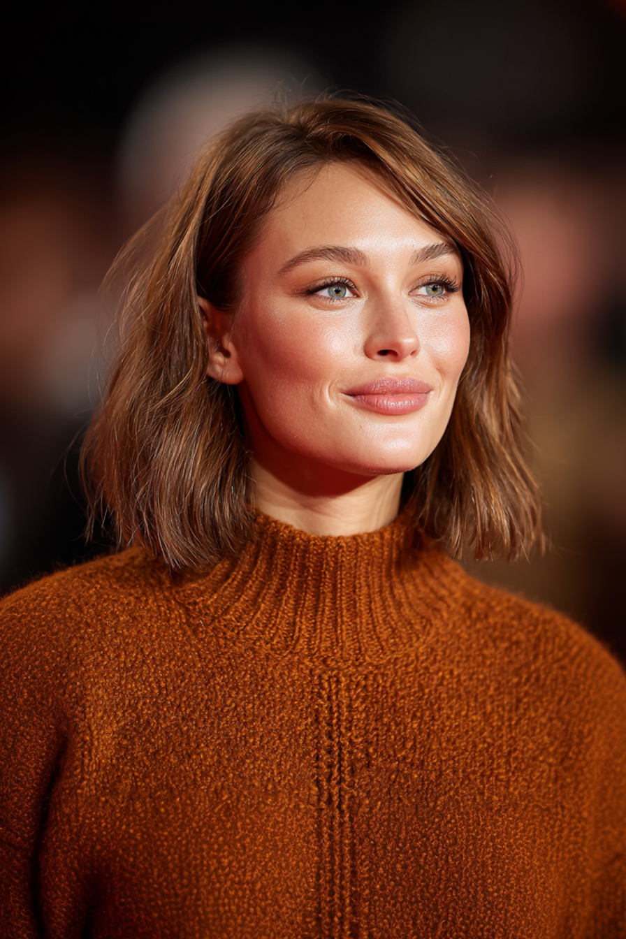 23. Glattes Lob in warmen Toffee -Brown (alte Geldfrisuren) - Alte Geldfrisuren