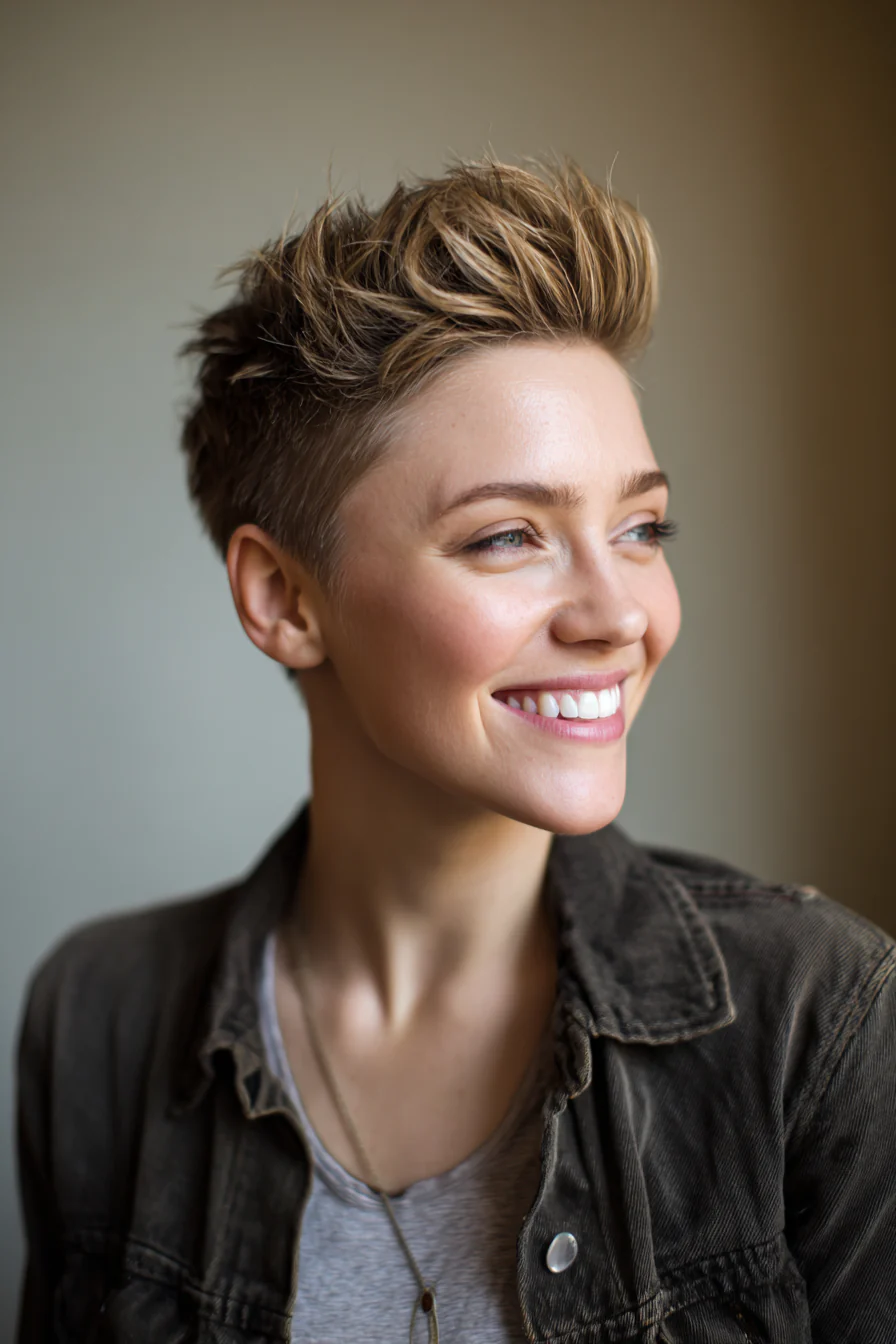 23. Weicher Pompadour-Pixie in natürlichem Hellbraun (Pixie-Haarschnitte) – Pixie-Haarschnitte