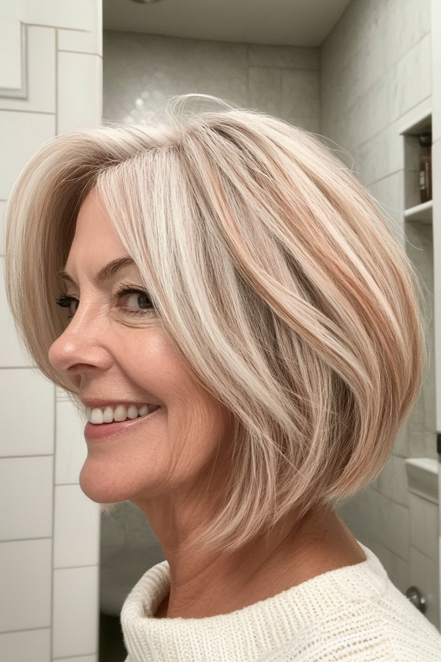 23. Erdbeerblonde Wispy Bob (Hochzeitsfrisuren für ältere Frauen) - Hochzeitsfrisuren für ältere Frauen