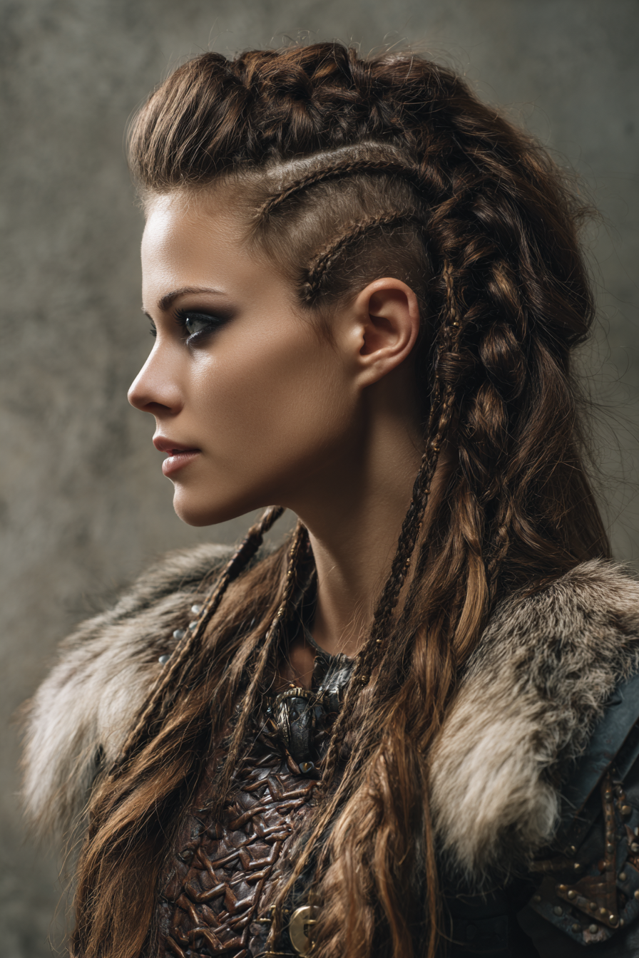 23. Walnussbrauner Falke mit gemischter Textur (Wikinger-Frisuren für Frauen) – Wikinger-Frisuren für Frauen