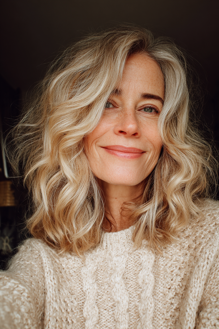 23. Wellenhag in goldenem Honig (noble Haarschnitte für Frauen über 50) - Nobelhaarschnitte für Frauen über 50