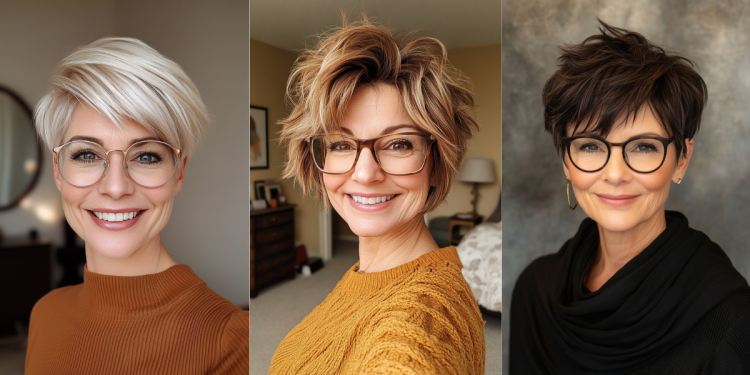 24 atemberaubende Pixie -Haarschnitte für Frauen über 50 mit Brille