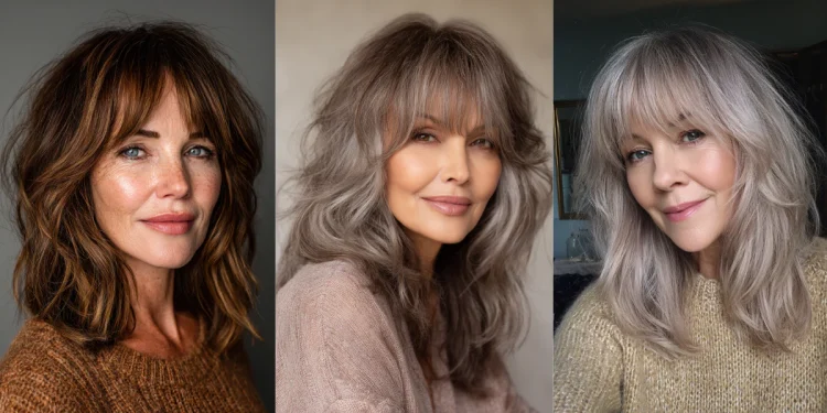 24 atemberaubende mittellange Frisuren für Frauen über 60 mit Pony
