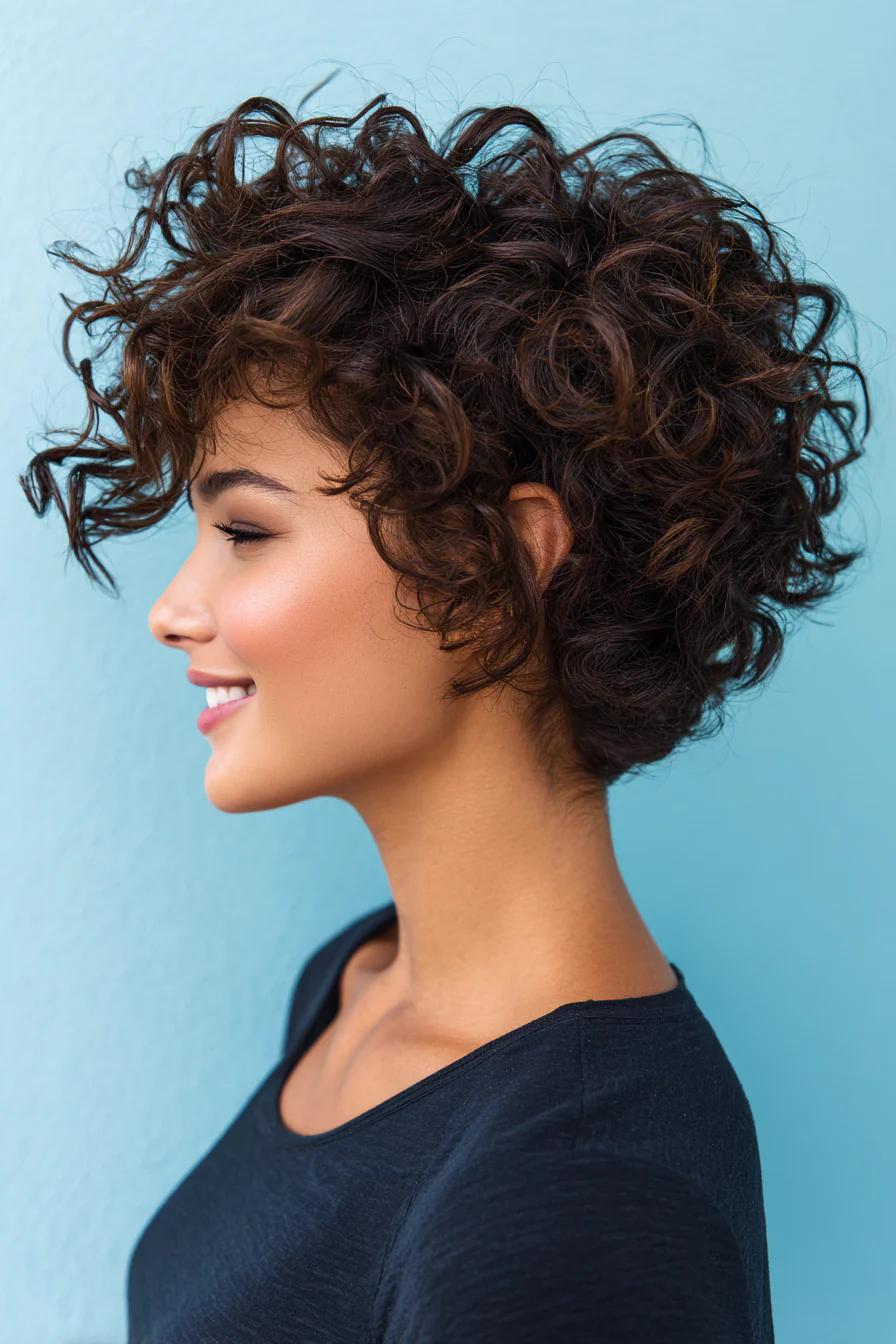 24. Curly Taper Cut in Mittelbraun (Haarschnitt-Ideen für Frauen) – Haarschnitt-Ideen für Frauen