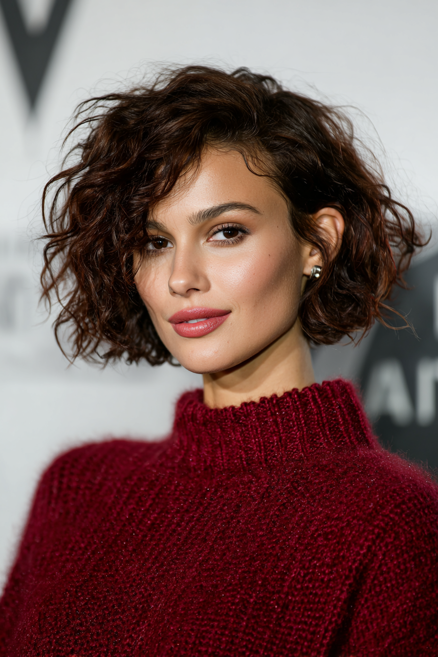 24. Dunkle Cherry Cousled Crop (kurze lockige Haarschnitte für Frauen) - kurze lockige Haarschnitte für Frauen