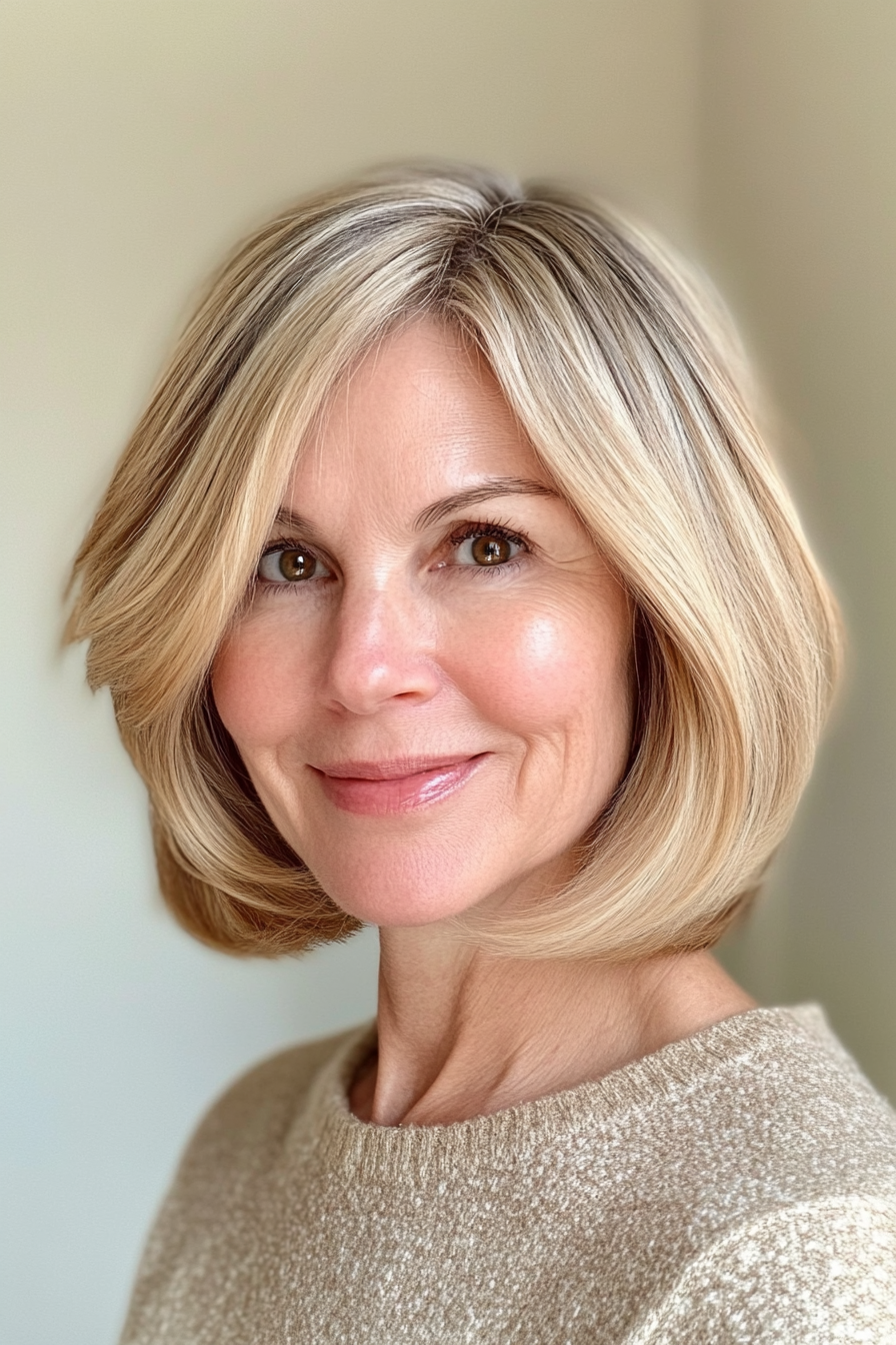24. Golden Blonde Classic French Bob (zeitlose Frisuren für Frauen über 60) - Zeitlose Frisuren für Frauen über 60