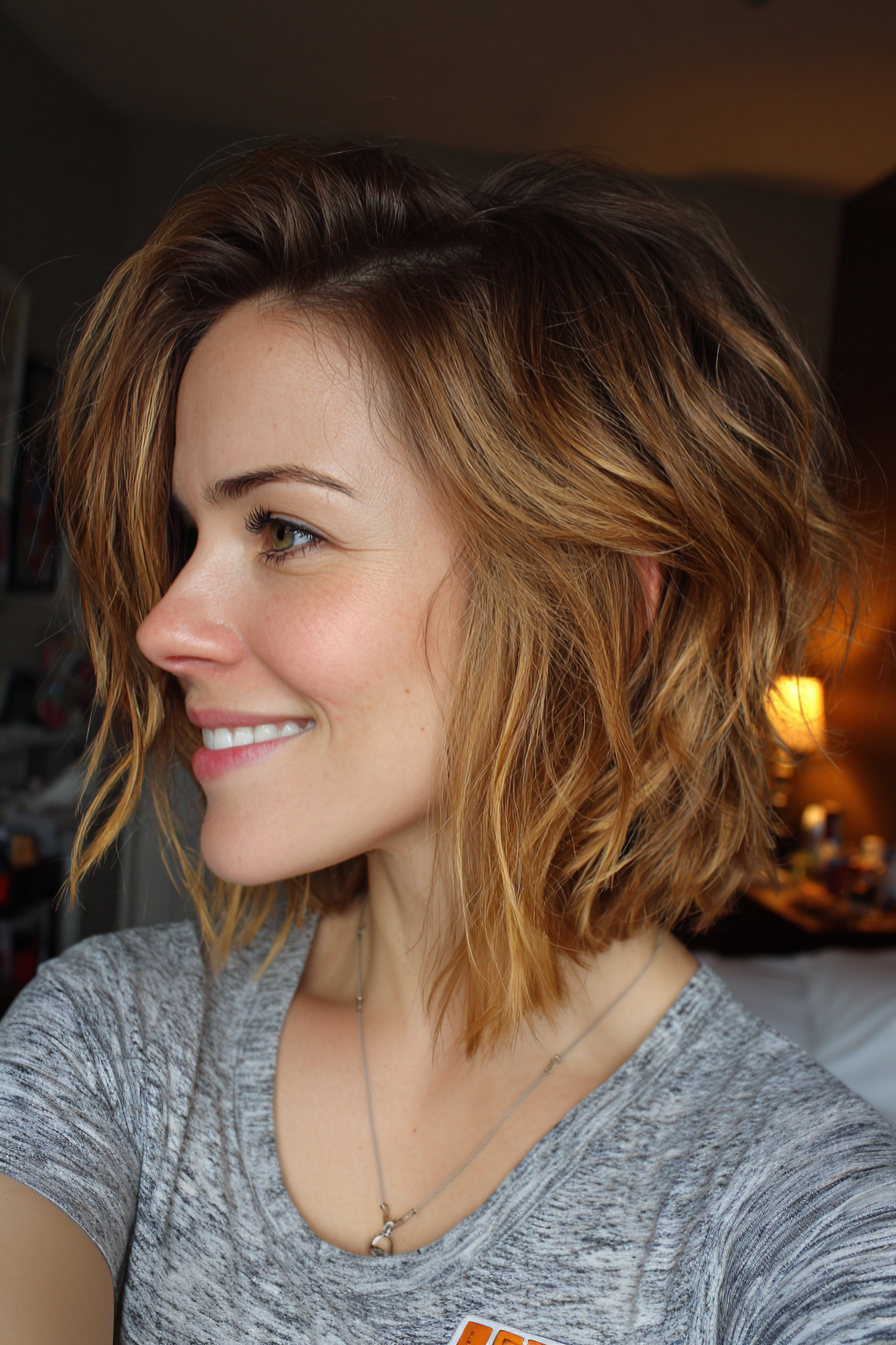 24. Honey Chestnut Layered Bob (Layered Messy Haircuts) – Layered Messy Haircuts